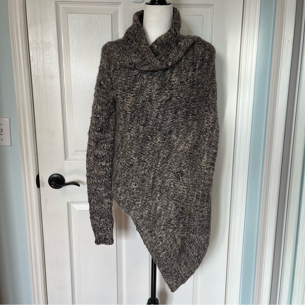 Talbots Brown Wool Alpaca Blend Open Front Chunky Cardigan Sweater S Winter Cozy